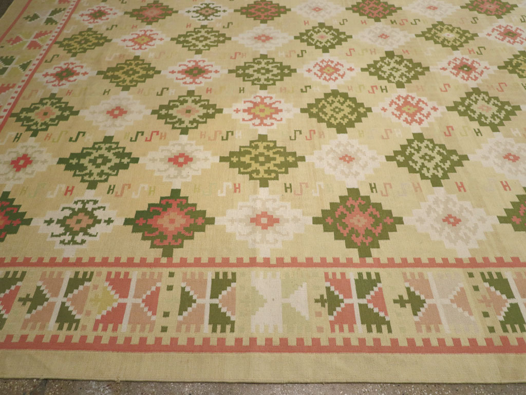Vintage Indian Flatweave Dhurrie Oversize Carpet, No.33378 - Gss