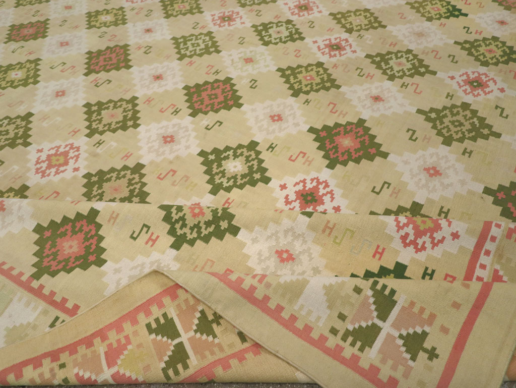 Vintage Indian Flatweave Dhurrie Oversize Carpet, No.33378 - Gss