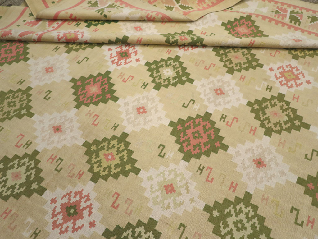 Vintage Indian Flatweave Dhurrie Oversize Carpet, No.33378 - Gss