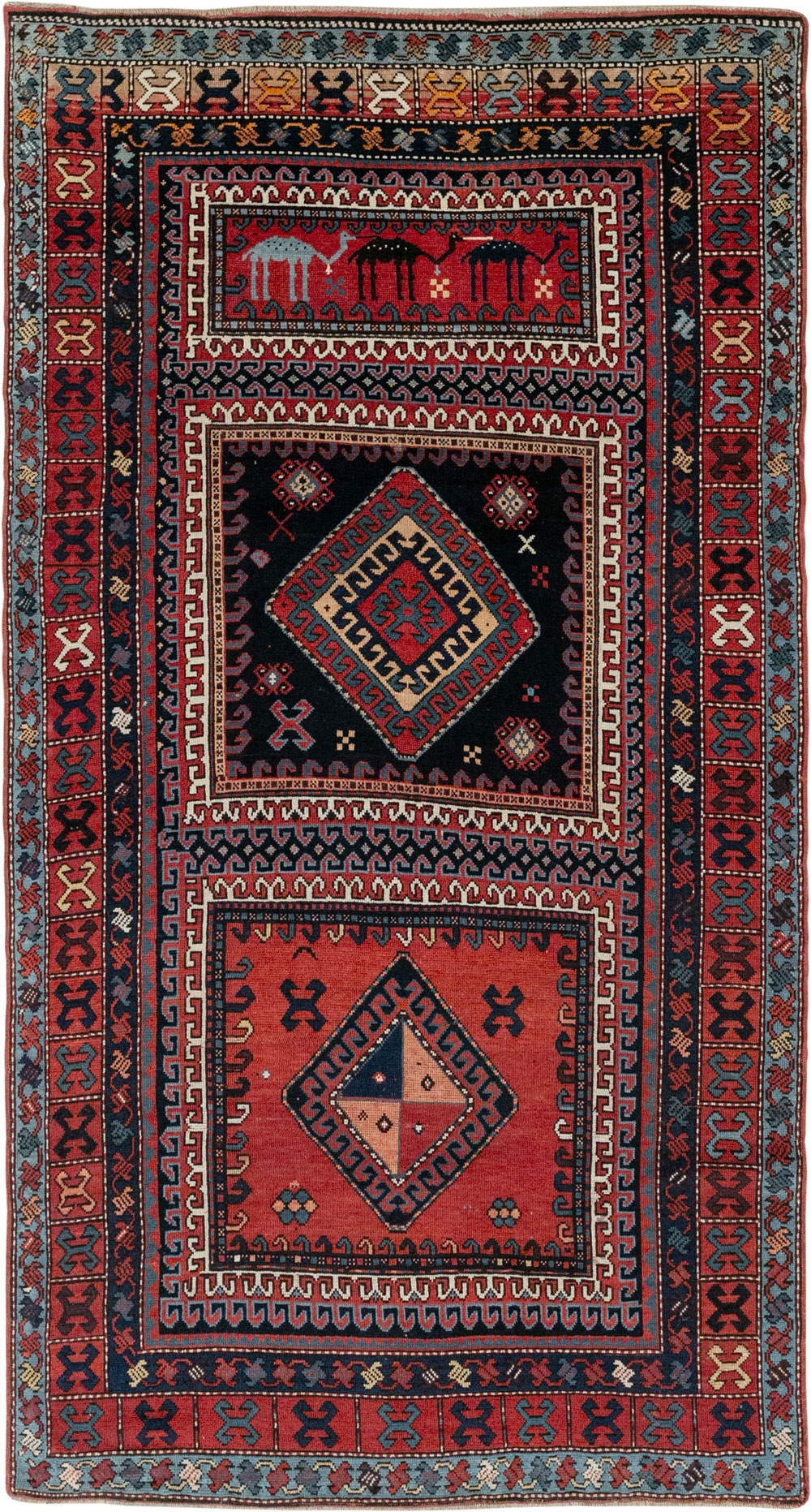 Antique Caucasian Karabagh Accent Rug, No.33380 - Gss