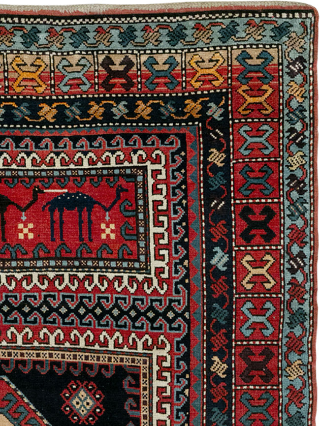 Antique Caucasian Karabagh Accent Rug, No.33380 - Gss