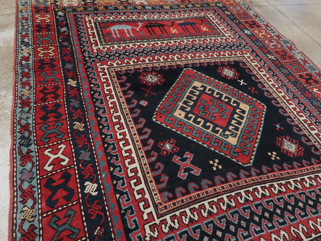 Antique Caucasian Karabagh Accent Rug, No.33380 - Gss