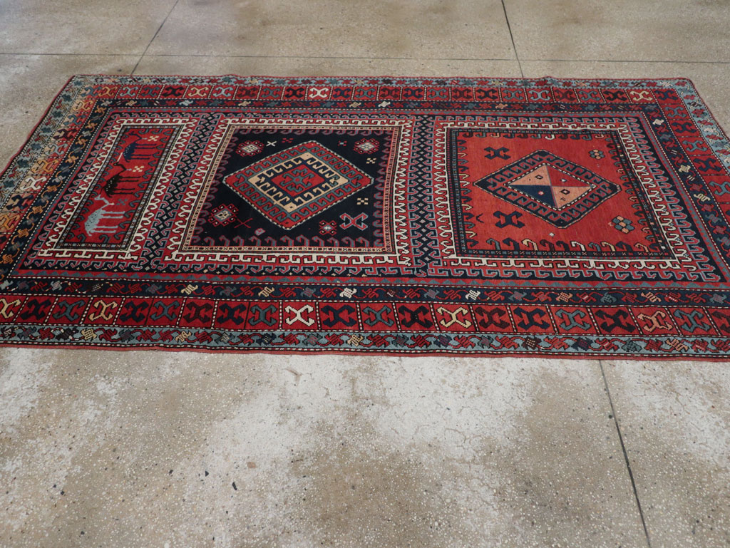Antique Caucasian Karabagh Accent Rug, No.33380 - Gss