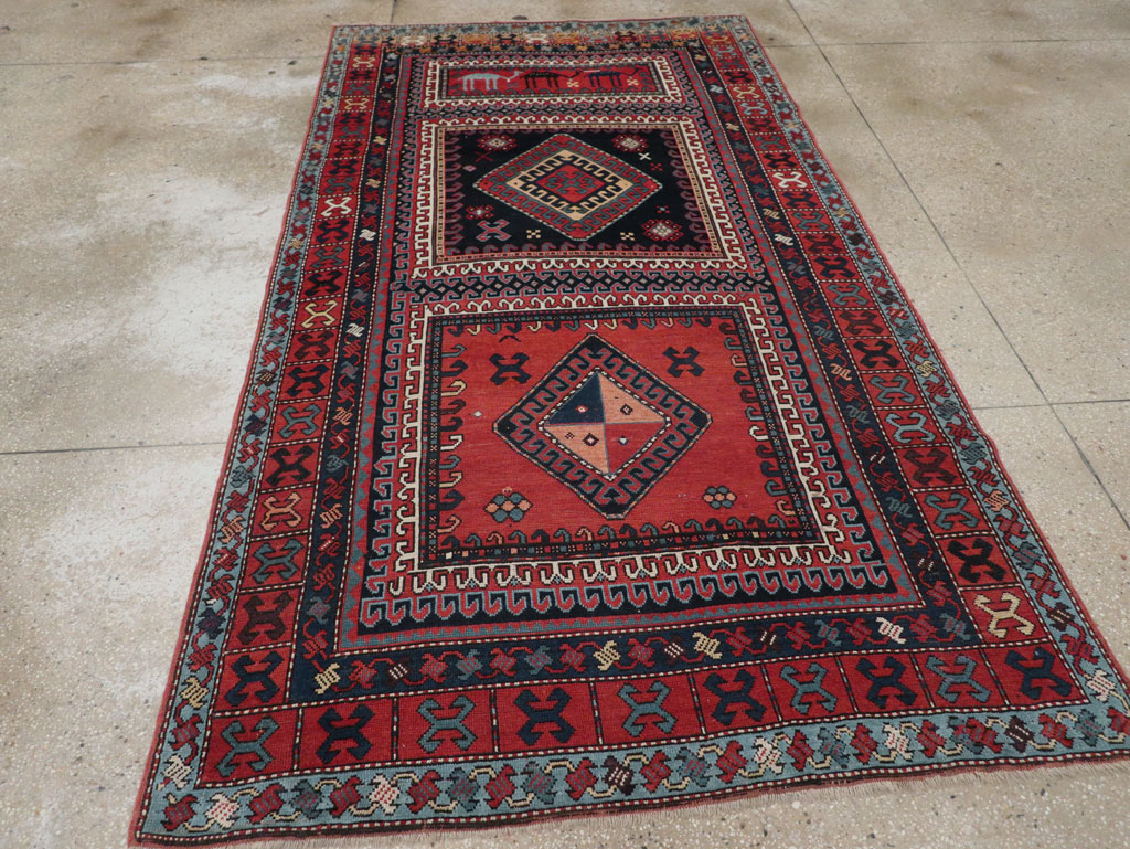 Antique Caucasian Karabagh Accent Rug, No.33380 - Gss