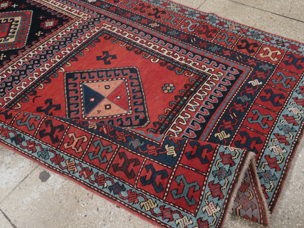 Antique Caucasian Karabagh Accent Rug, No.33380 - Gss