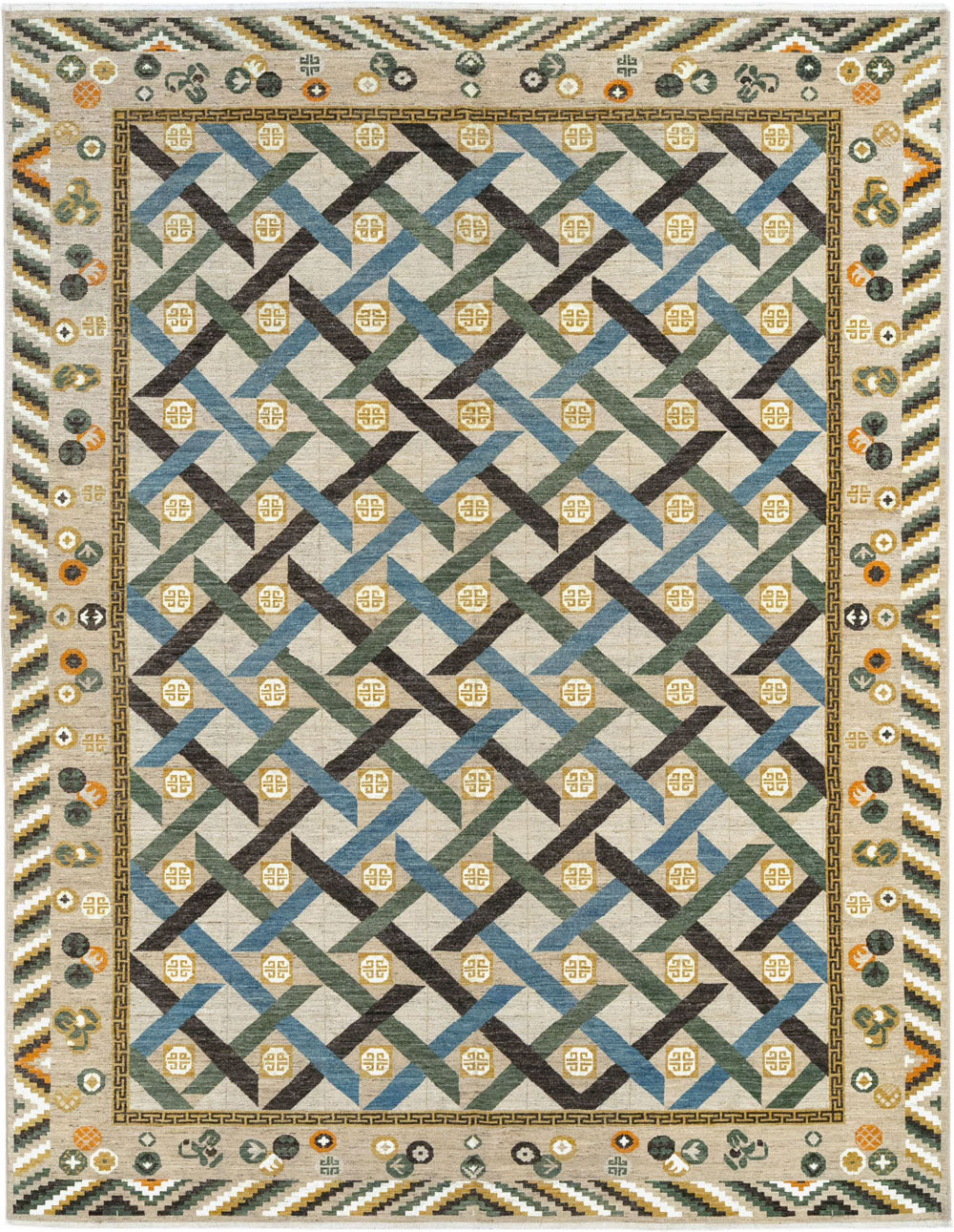 Modern East Turkestan Khotan Room Size Carpet, No.33396 - Gss