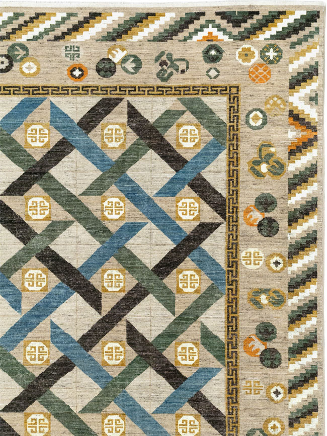 Modern East Turkestan Khotan Room Size Carpet, No.33396 - Gss