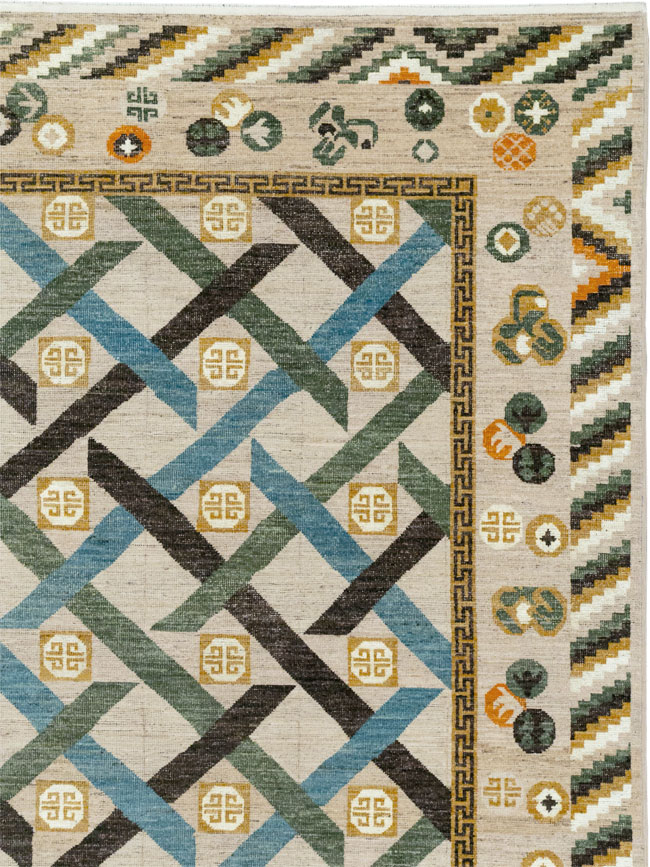 Modern East Turkestan Khotan Room Size Carpet, No.33396 - Gss