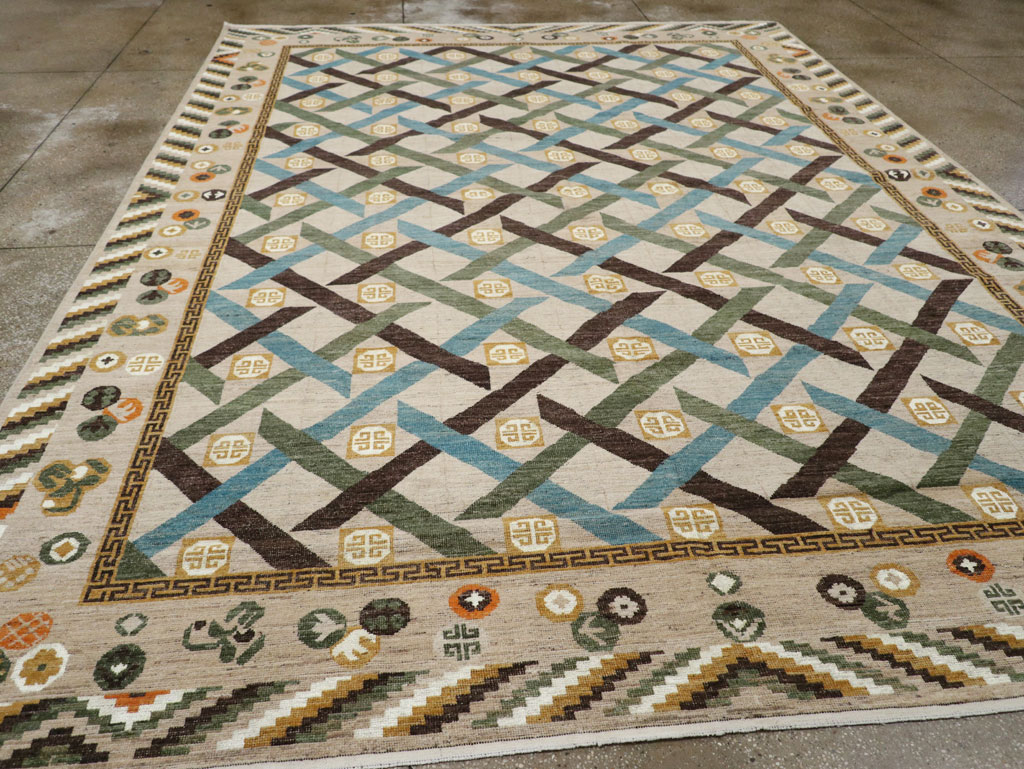 Modern East Turkestan Khotan Room Size Carpet, No.33396 - Gss