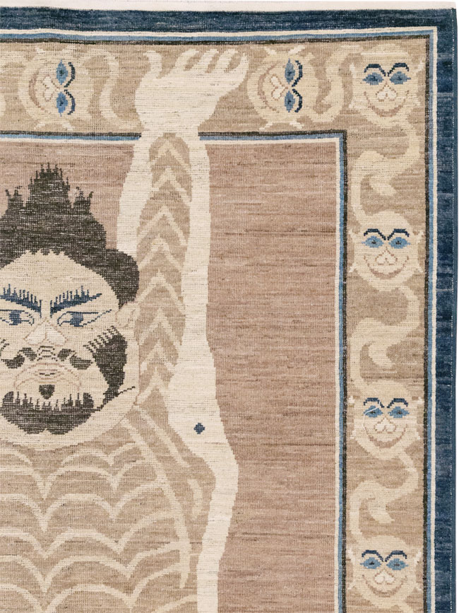 Modern East Turkestan Khotan Pictorial Accent Rug, No.33398 - Gss