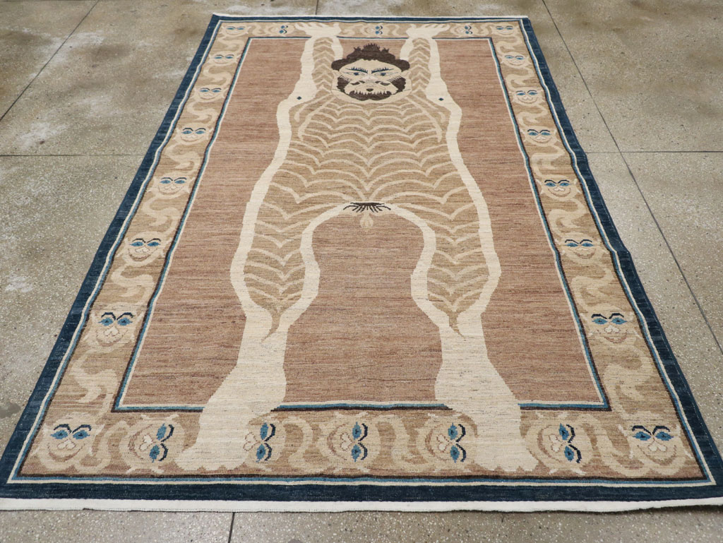 Modern East Turkestan Khotan Pictorial Accent Rug, No.33398 - Gss