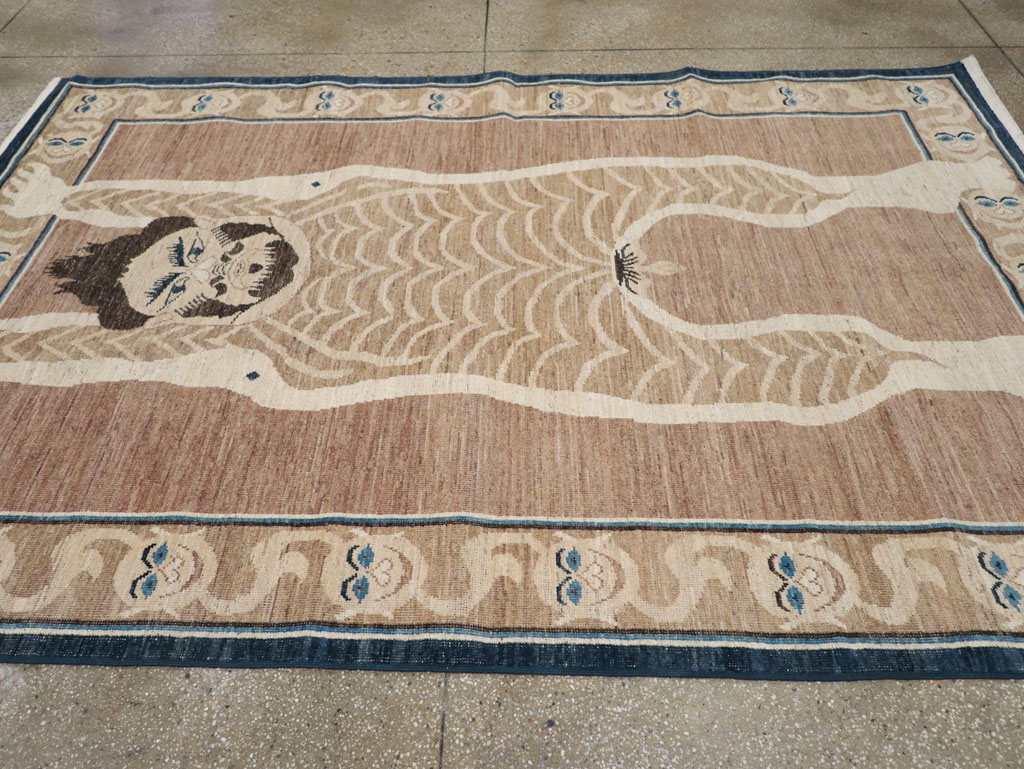 Modern East Turkestan Khotan Pictorial Accent Rug, No.33398 - Gss