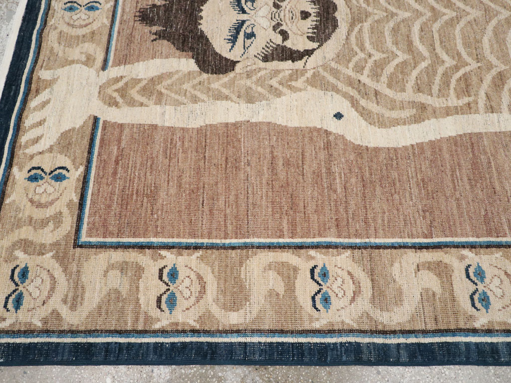 Modern East Turkestan Khotan Pictorial Accent Rug, No.33398 - Gss