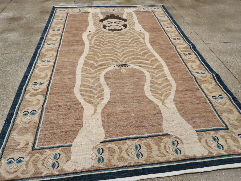 Modern East Turkestan Khotan Pictorial Accent Rug, No.33398 - Gss