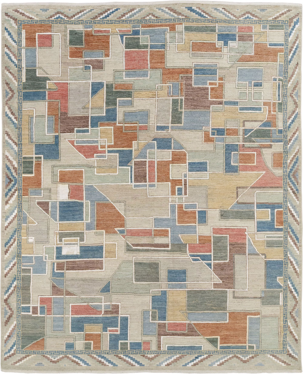 Modern East Turkestan Art Deco Room Size Carpet, No.33399 - Gss