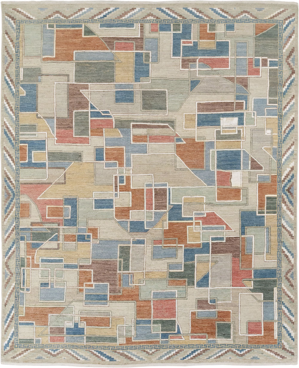 Modern East Turkestan Art Deco Room Size Carpet, No.33399 - Gss