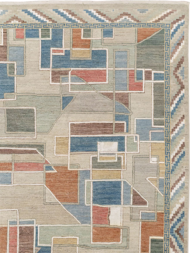 Modern East Turkestan Art Deco Room Size Carpet, No.33399 - Gss