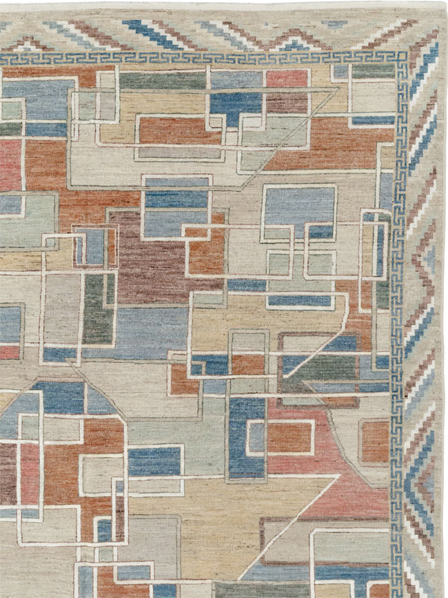 Modern East Turkestan Art Deco Room Size Carpet, No.33399 - Gss