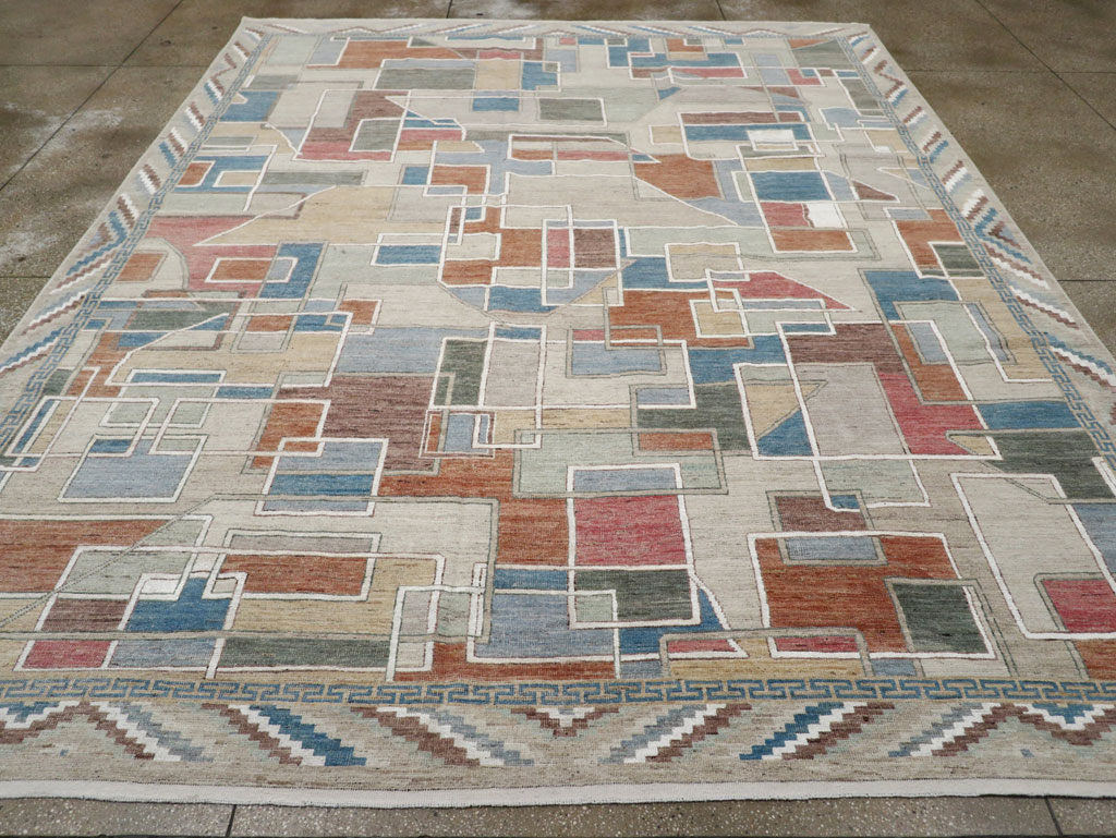 Modern East Turkestan Art Deco Room Size Carpet, No.33399 - Gss