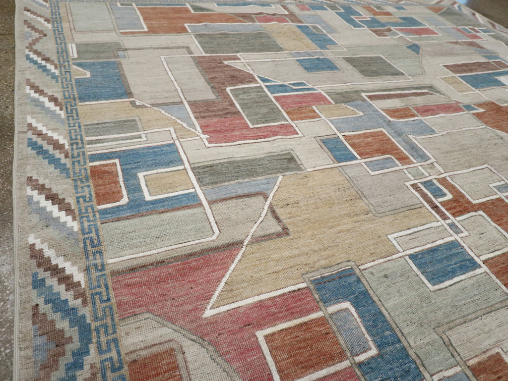 Modern East Turkestan Art Deco Room Size Carpet, No.33399 - Gss