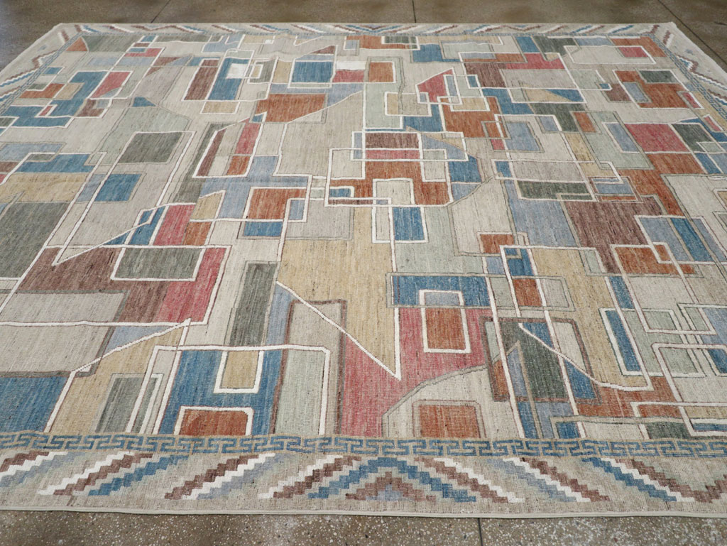 Modern East Turkestan Art Deco Room Size Carpet, No.33399 - Gss