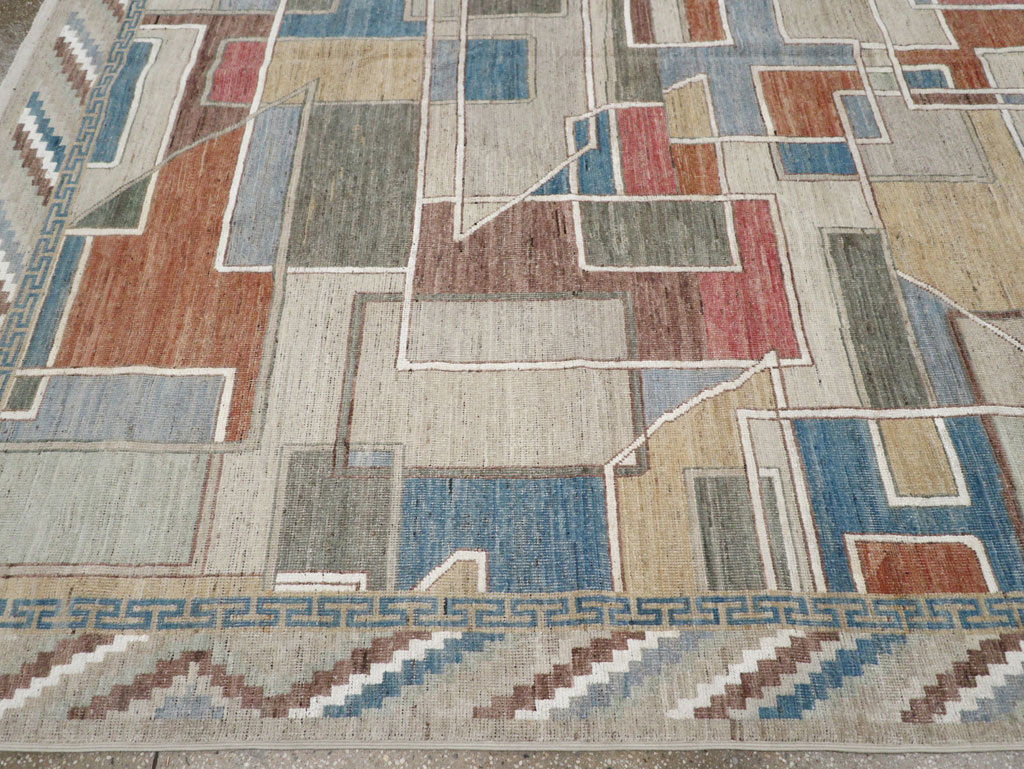 Modern East Turkestan Art Deco Room Size Carpet, No.33399 - Gss