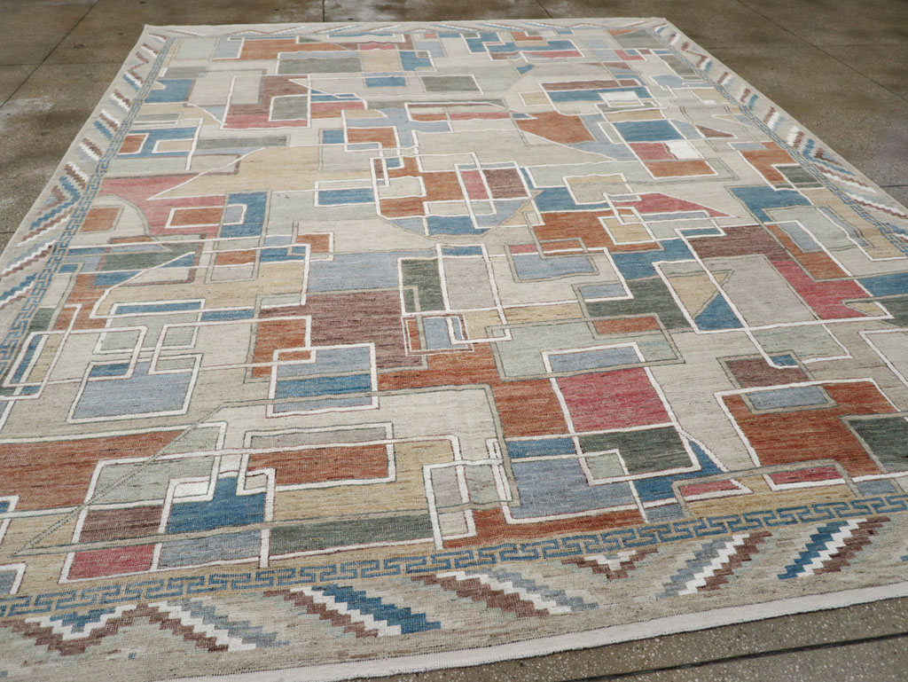 Modern East Turkestan Art Deco Room Size Carpet, No.33399 - Gss