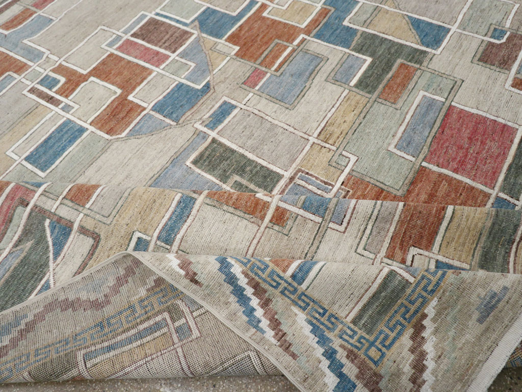 Modern East Turkestan Art Deco Room Size Carpet, No.33399 - Gss