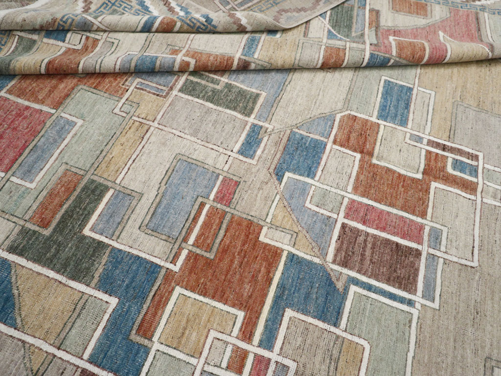 Modern East Turkestan Art Deco Room Size Carpet, No.33399 - Gss