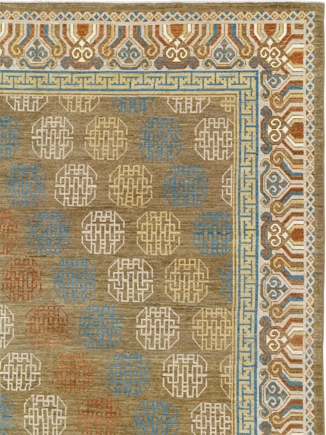 Modern East Turkestan Khotan Room Size Carpet, No.33400 - Gss
