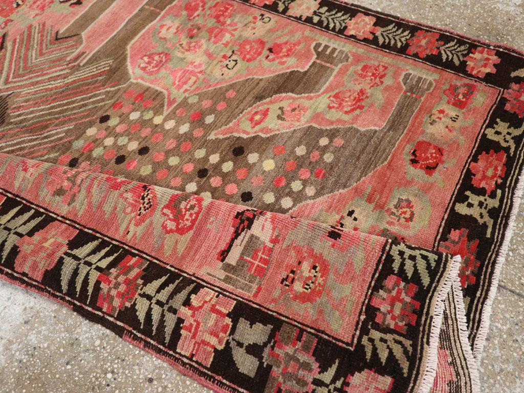 Vintage Caucasian Karabagh Pictorial Accent Rug, No.33421 - Gss