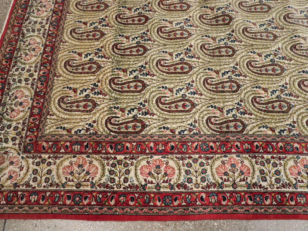 Vintage Persian Quom Room Size Carpet, No.33423 - Gss
