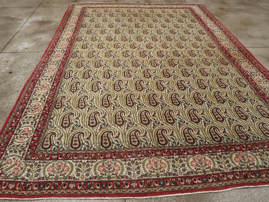 Vintage Persian Quom Room Size Carpet, No.33423 - Gss