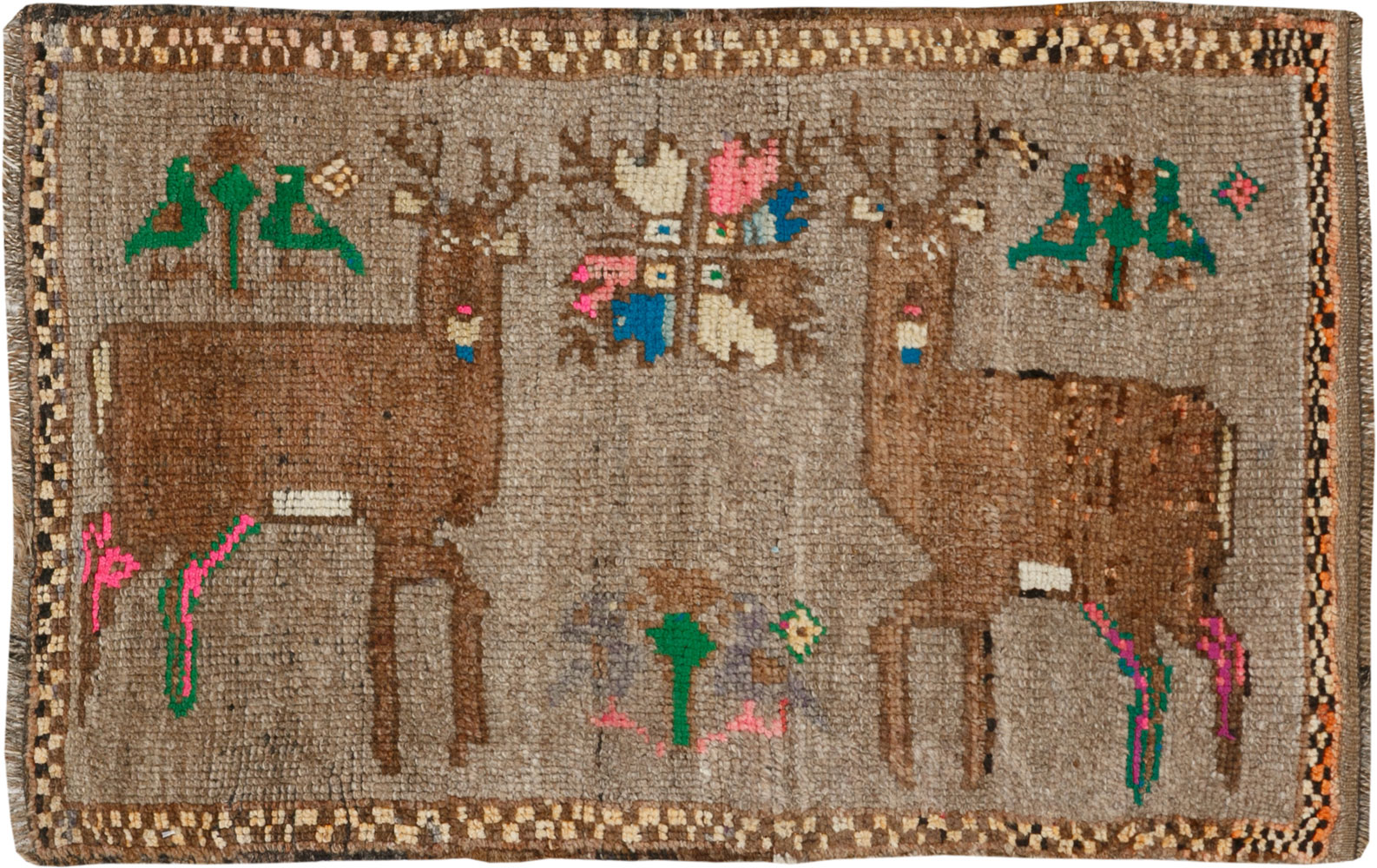 Vintage Turkish Anatolian Pictorial Rug (Pair: 1 of 2), No.33444 - Gss