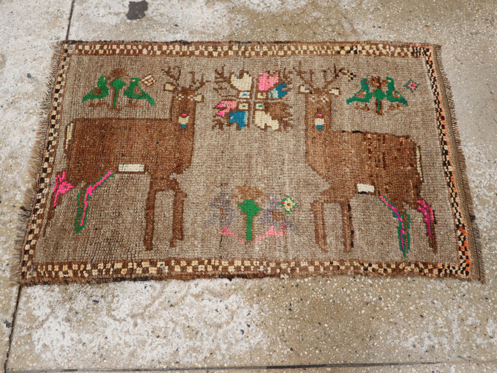 Vintage Turkish Anatolian Pictorial Rug (Pair: 1 of 2), No.33444 - Gss