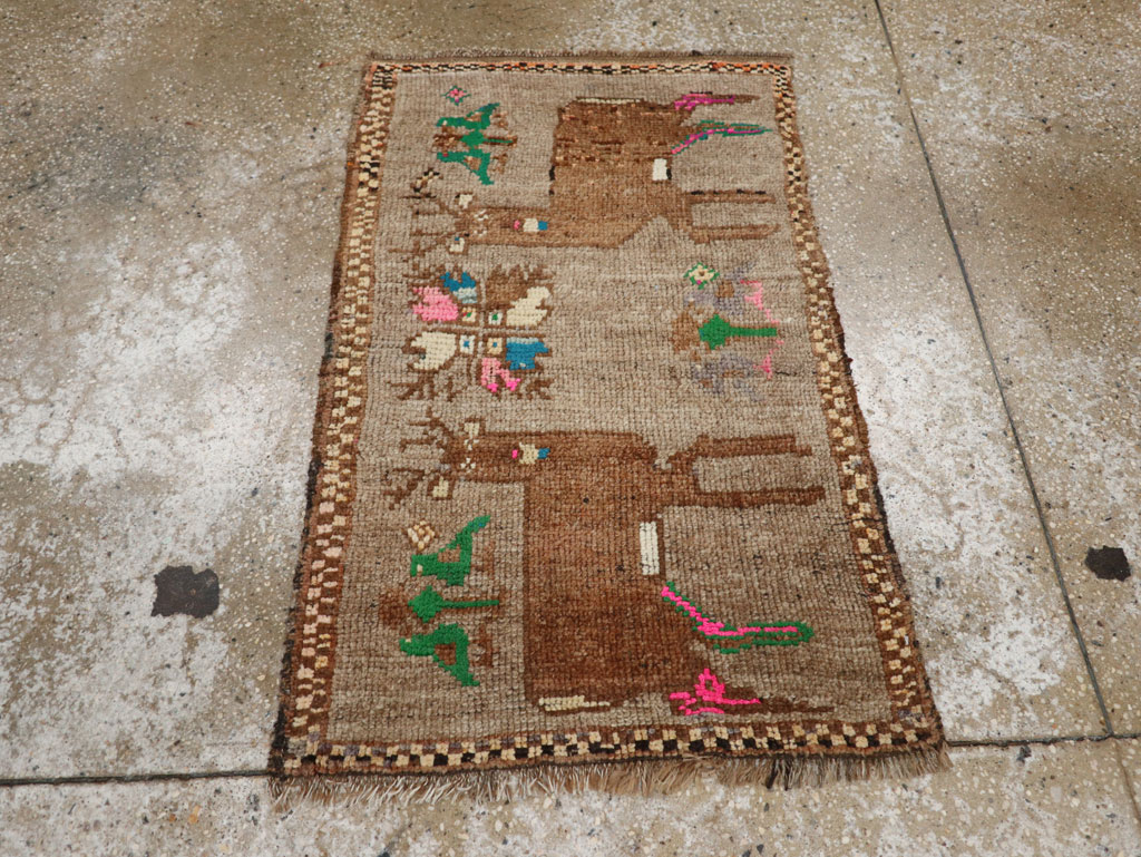 Vintage Turkish Anatolian Pictorial Rug (Pair: 1 of 2), No.33444 - Gss