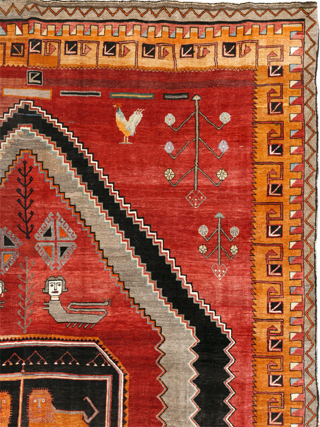 Vintage Turkish Anatolian Pictorial Room Size Carpet, No.33460 - Gss
