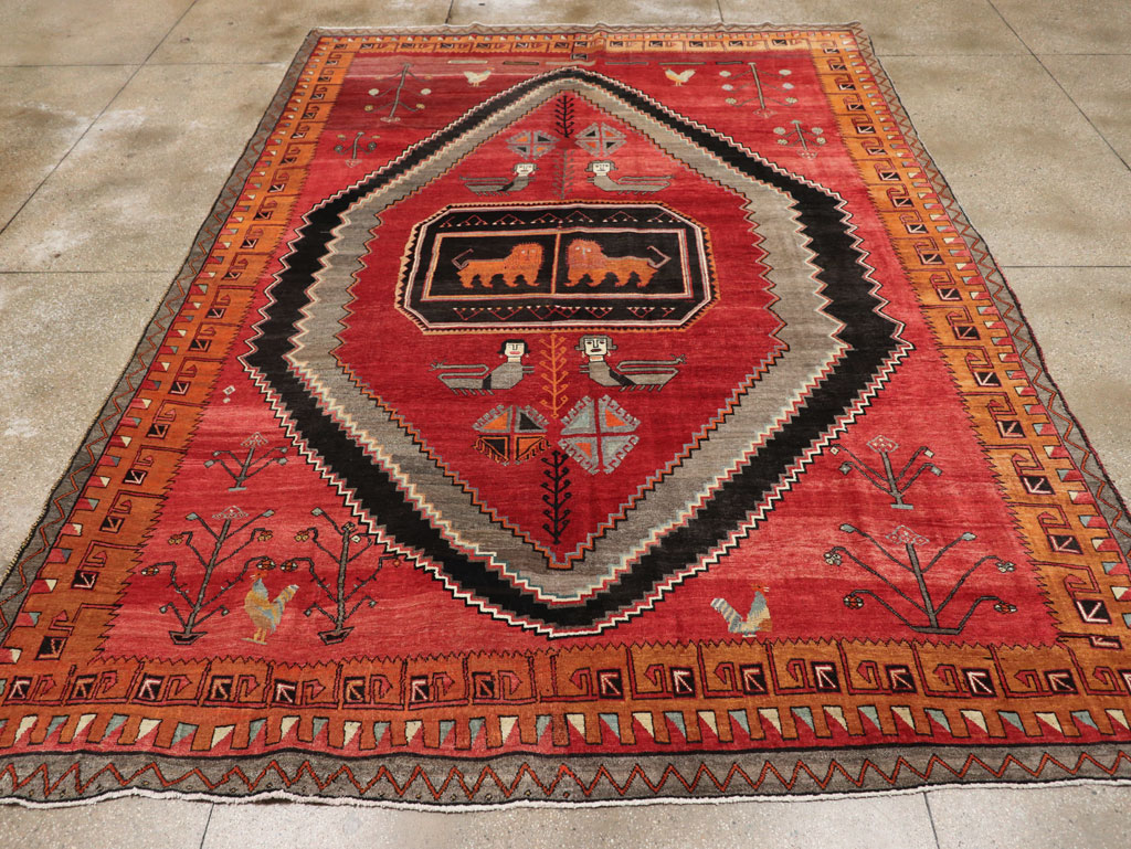 Vintage Turkish Anatolian Pictorial Room Size Carpet, No.33460 - Gss