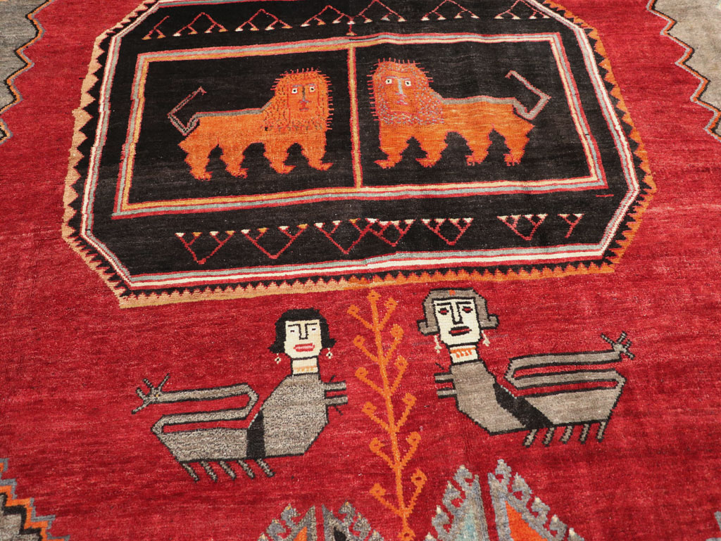 Vintage Turkish Anatolian Pictorial Room Size Carpet, No.33460 - Gss