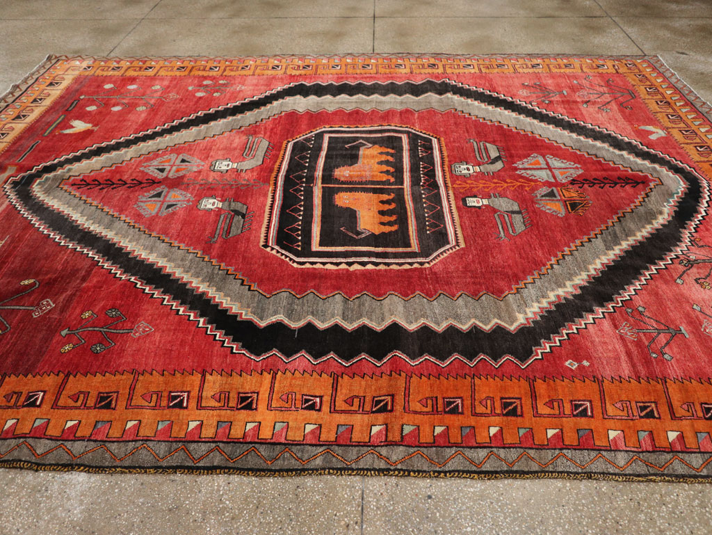 Vintage Turkish Anatolian Pictorial Room Size Carpet, No.33460 - Gss