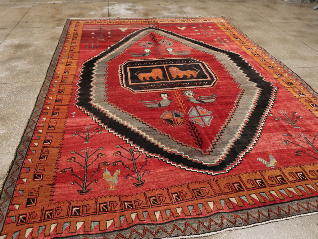 Vintage Turkish Anatolian Pictorial Room Size Carpet, No.33460 - Gss