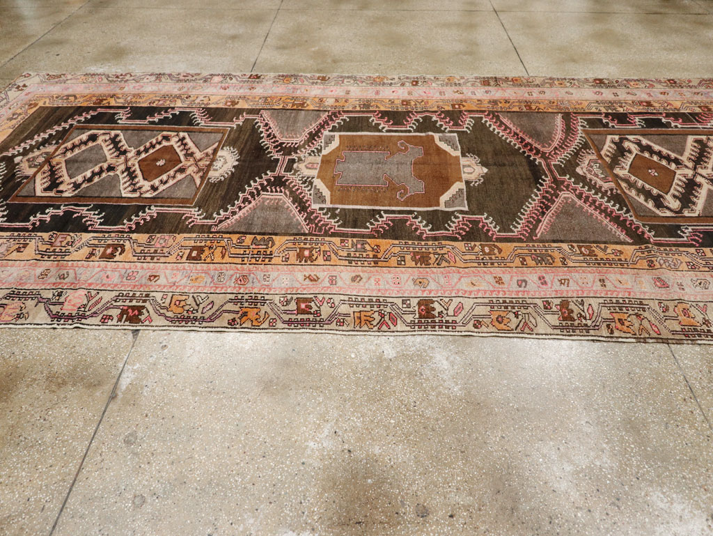 Vintage Turkish Anatolian Wide Gallery Runner, No.33463 - Gss