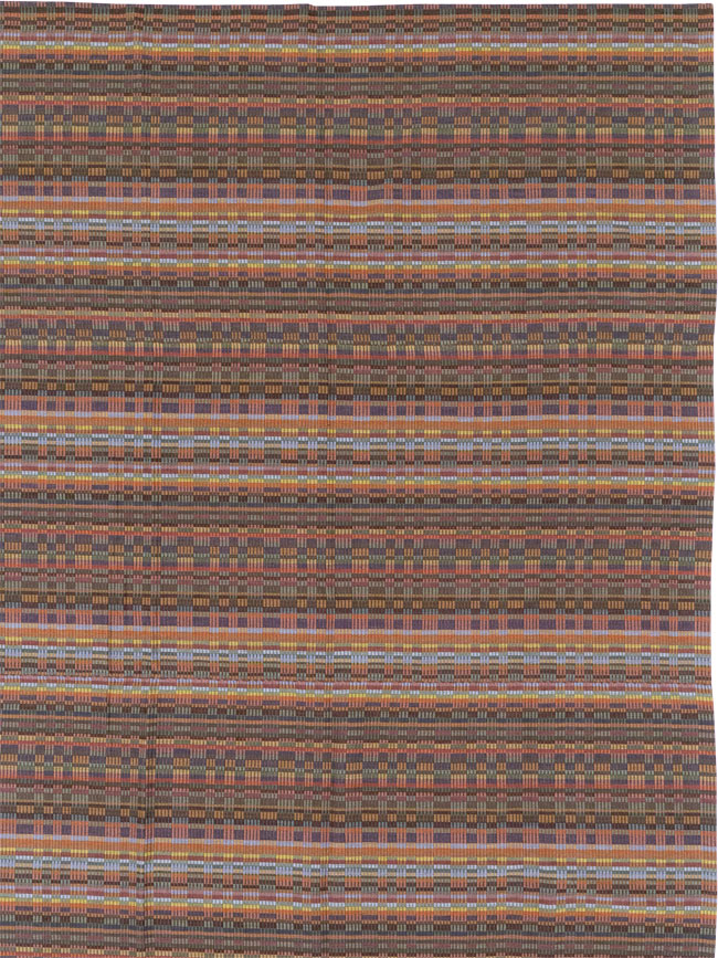 Vintage European Flatweave Kilim Large Room Size Carpet, No.33502 - Gss