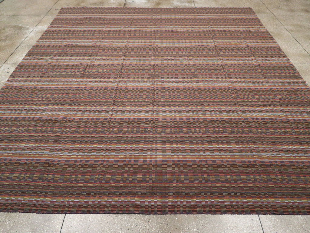 Vintage European Flatweave Kilim Large Room Size Carpet, No.33502 - Gss