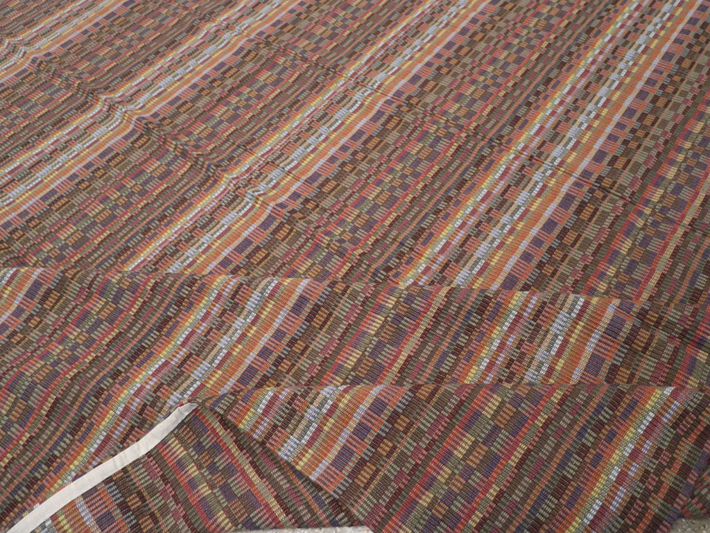 Vintage European Flatweave Kilim Large Room Size Carpet, No.33502 - Gss