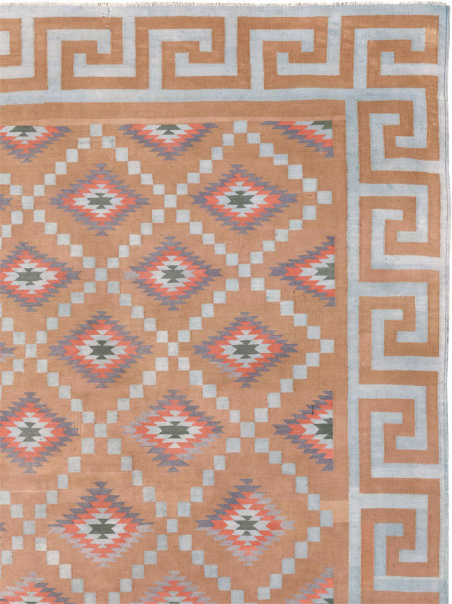 Vintage Indian Flatweave Dhurrie Square Room Size Carpet, No.33577 - Gss