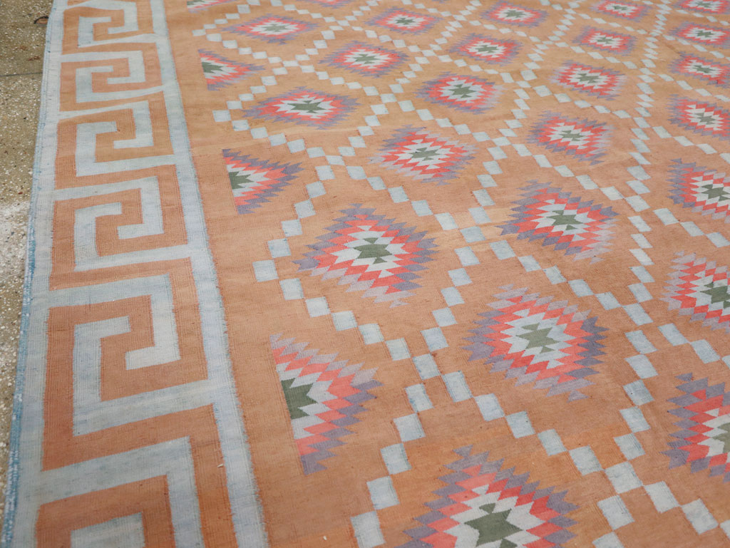 Vintage Indian Flatweave Dhurrie Square Room Size Carpet, No.33577 - Gss