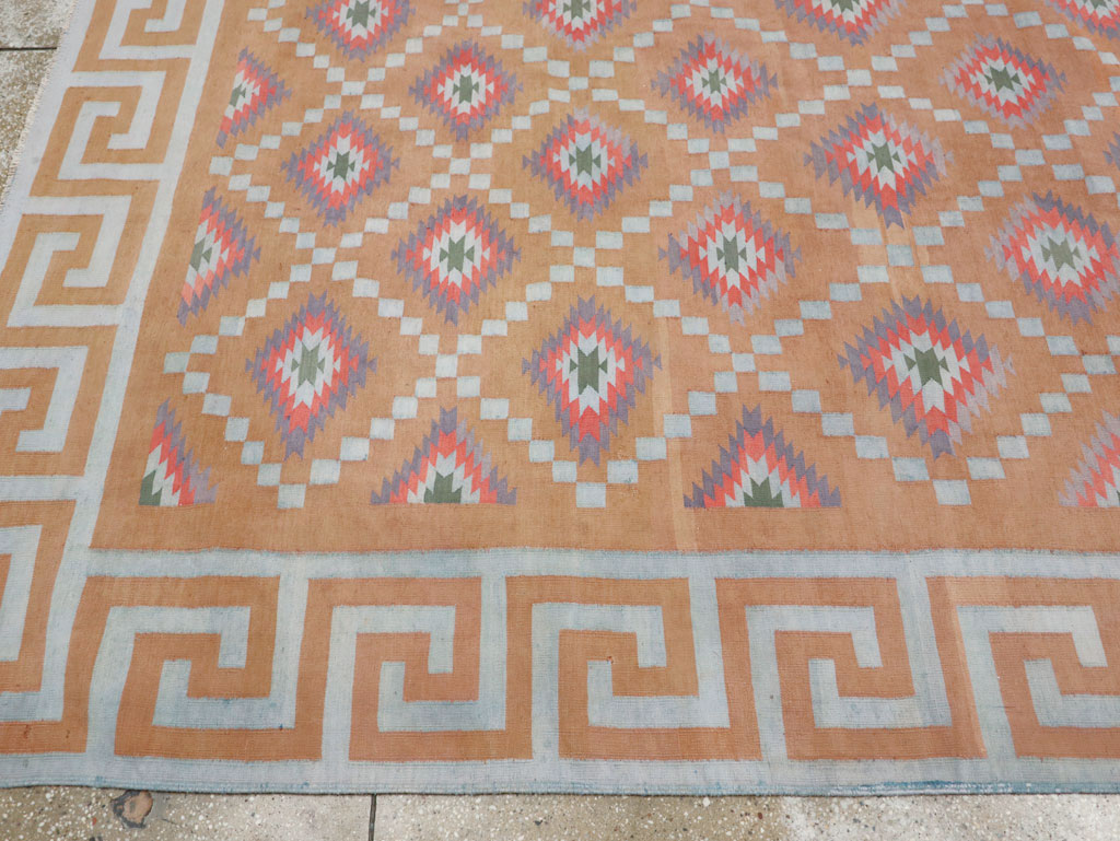 Vintage Indian Flatweave Dhurrie Square Room Size Carpet, No.33577 - Gss