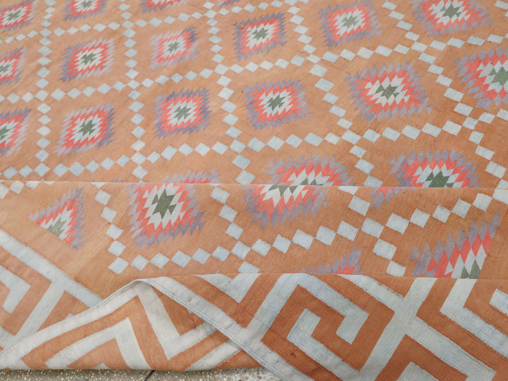 Vintage Indian Flatweave Dhurrie Square Room Size Carpet, No.33577 - Gss