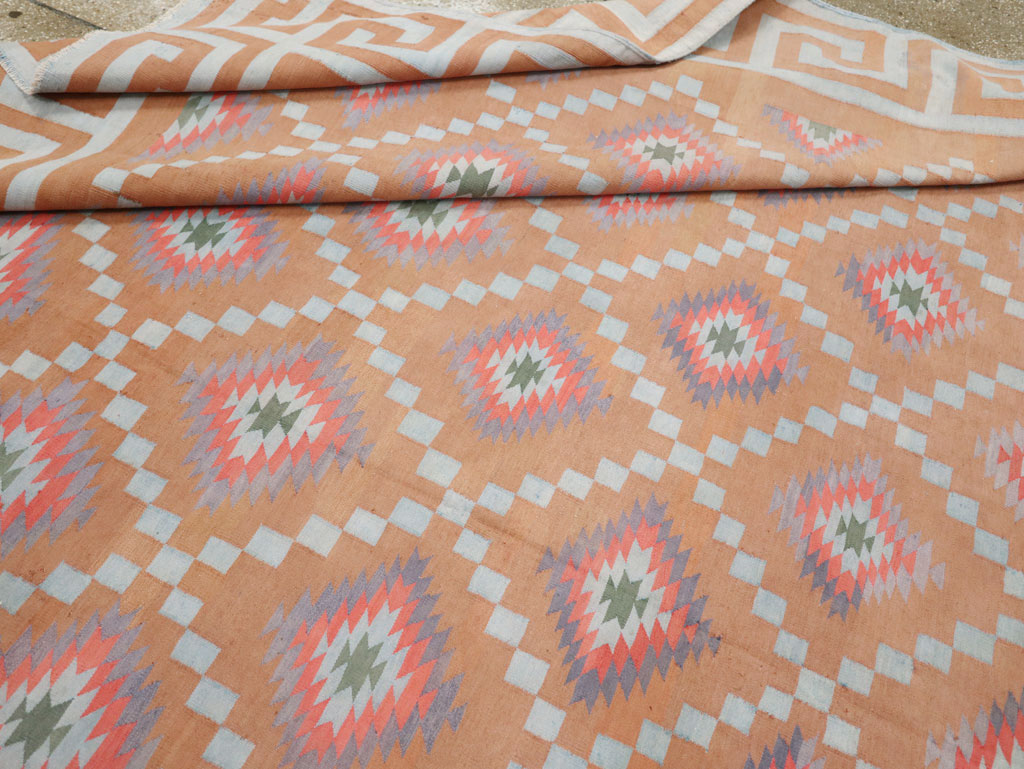 Vintage Indian Flatweave Dhurrie Square Room Size Carpet, No.33577 - Gss